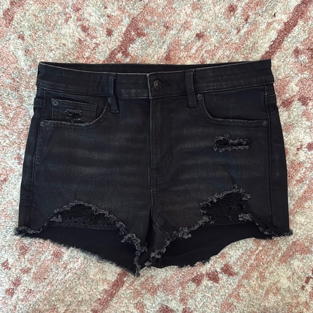 American Eagle Outfitters Black Distressed Jean Shorts